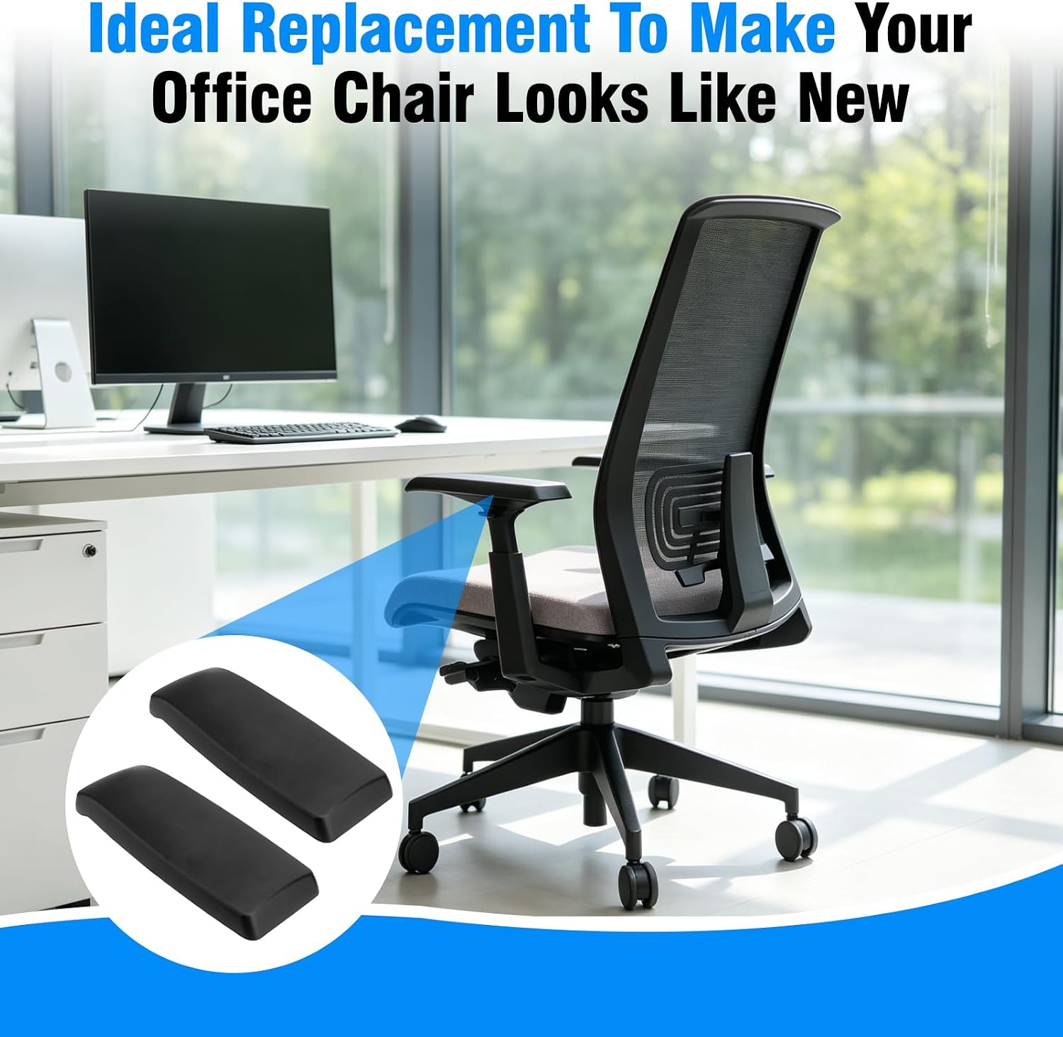 Armrest Pads Replacement for Haworth Comforto 59/29/62 Office Chair,Black (one Pair)