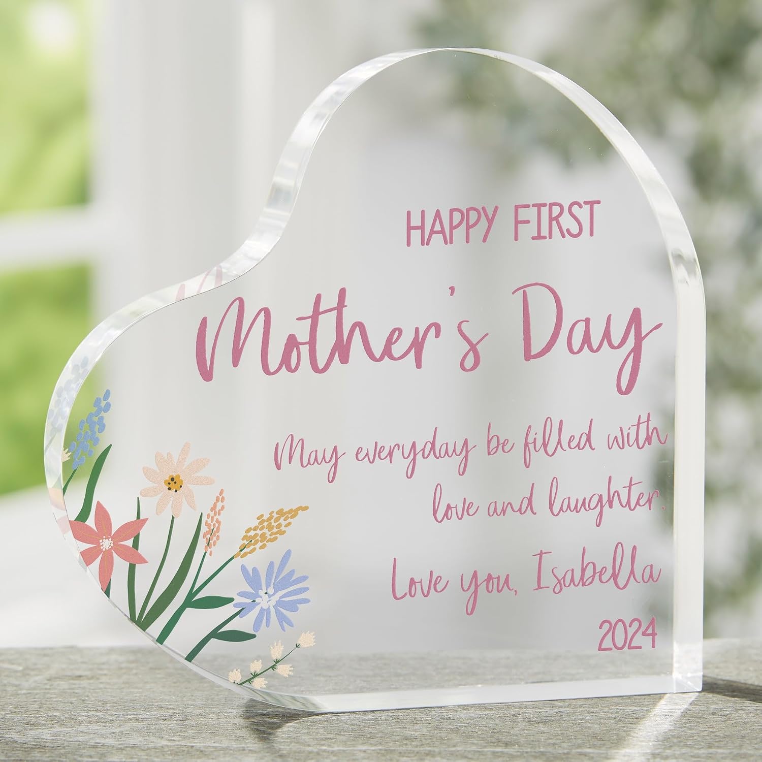 Personalization Universe Floral Heart Keepsake - Custom First for New Moms - Personalized Mom Gifts from Daughters and Sons