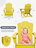 Vista 313 de KINGYES - Silla Adirondack plegable, sillas de patio de polietileno de alta densidad para todo tipo de clima, silla de césped con textura de madera