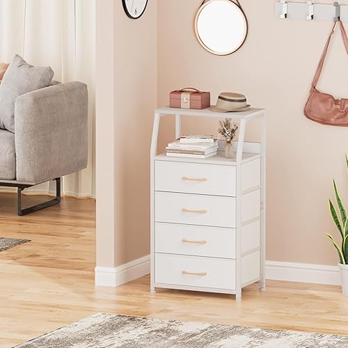 Miniatura 8 de Furnulem Cómoda alta con 4 cajones, torre de almacenamiento vertical para dormitorio, pasillo, entrada, habitación infantil, organizador de armario