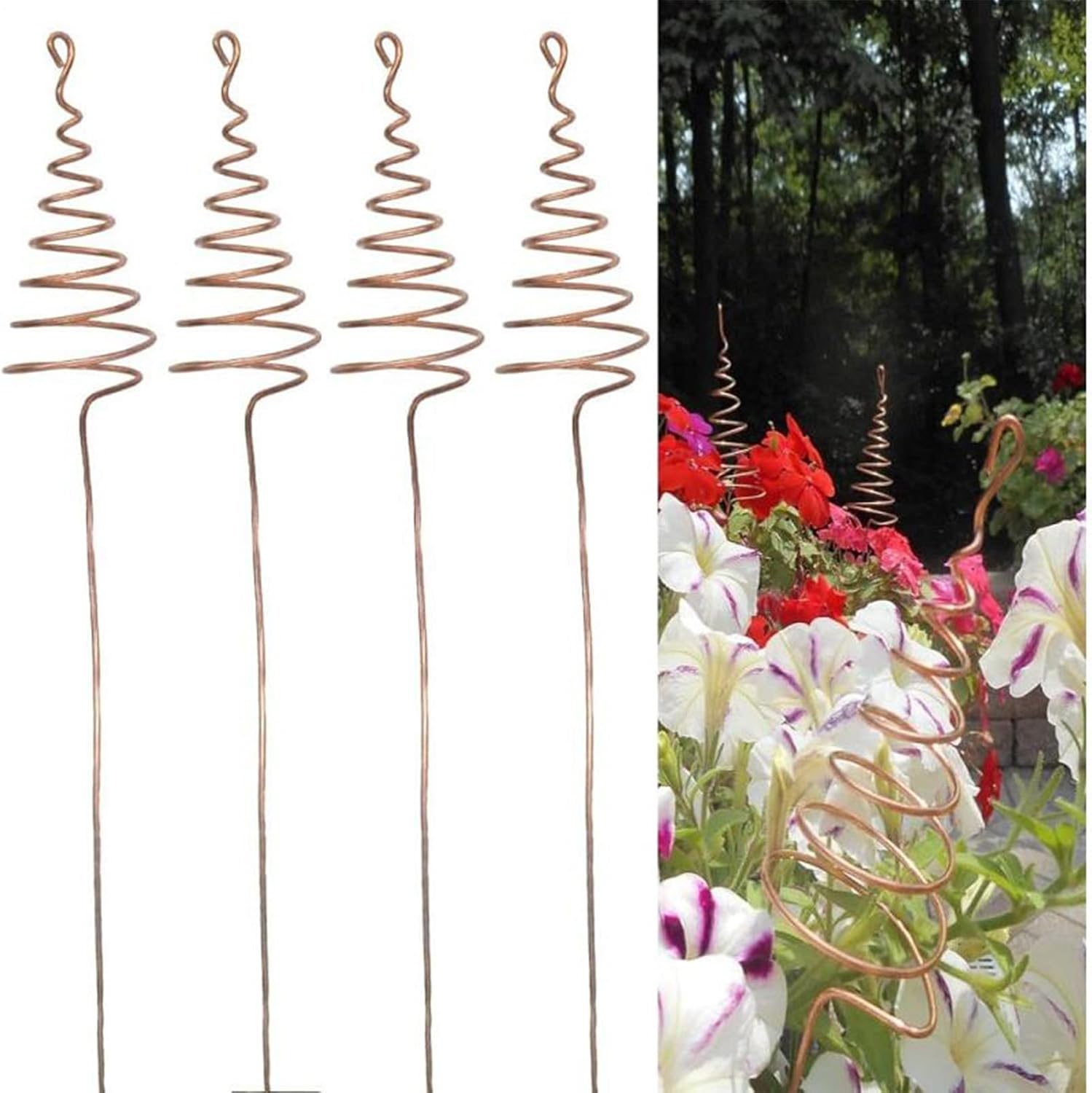 Copper Rods for Garden | Plant Copper Wire Outdoor Gardening Stakes - Support Rods Spikes Stable Spiral Design for Flower Vegetables Planting Yard Outdoor Landscape Netting