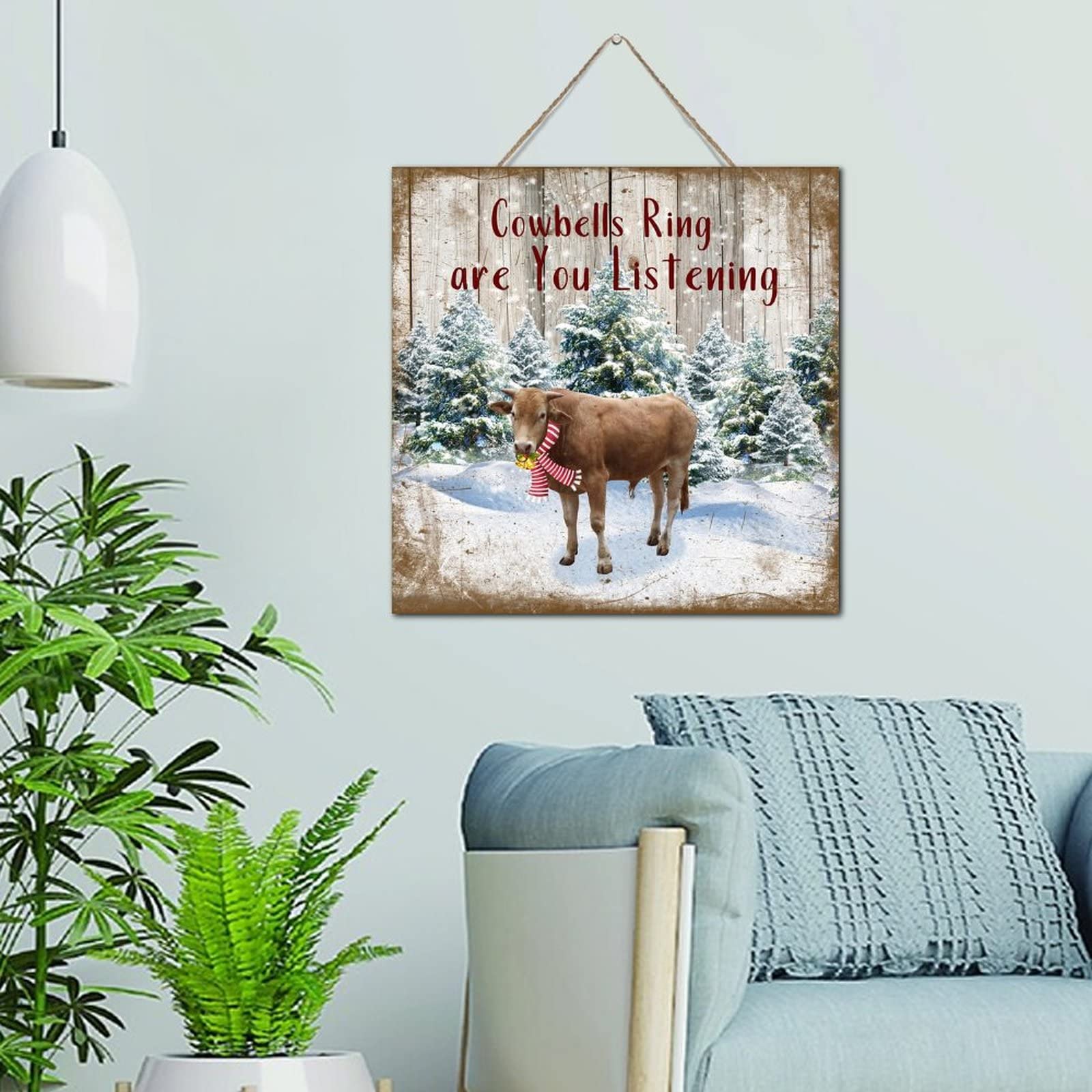 Panneau bois Are You Listening de 30cm pour deco de Noel style ferme