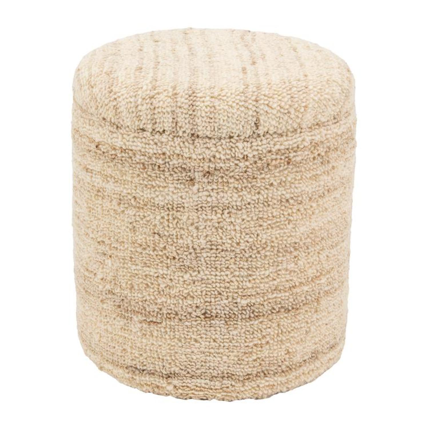 Coffre de rangement laine beige pour un salon cocooning et ordonné Ø40cm