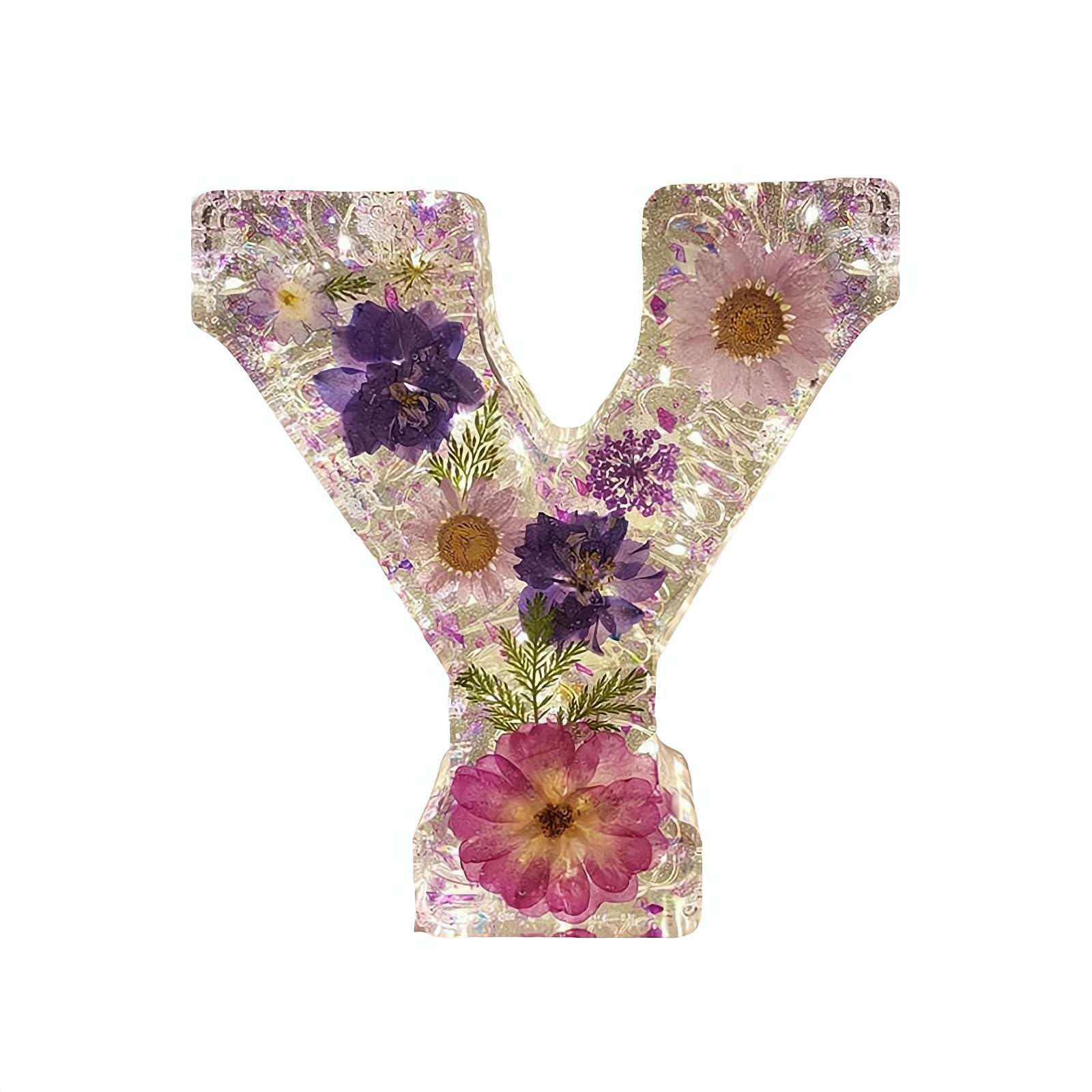 EIRZNGXQ Resin Letters With Flowers And Lights, Resin Flower Letter Lamp, Resin Letter Flower Initial Night Light, Floral Resin Night Light Letter For Gift (Y 1pcs)