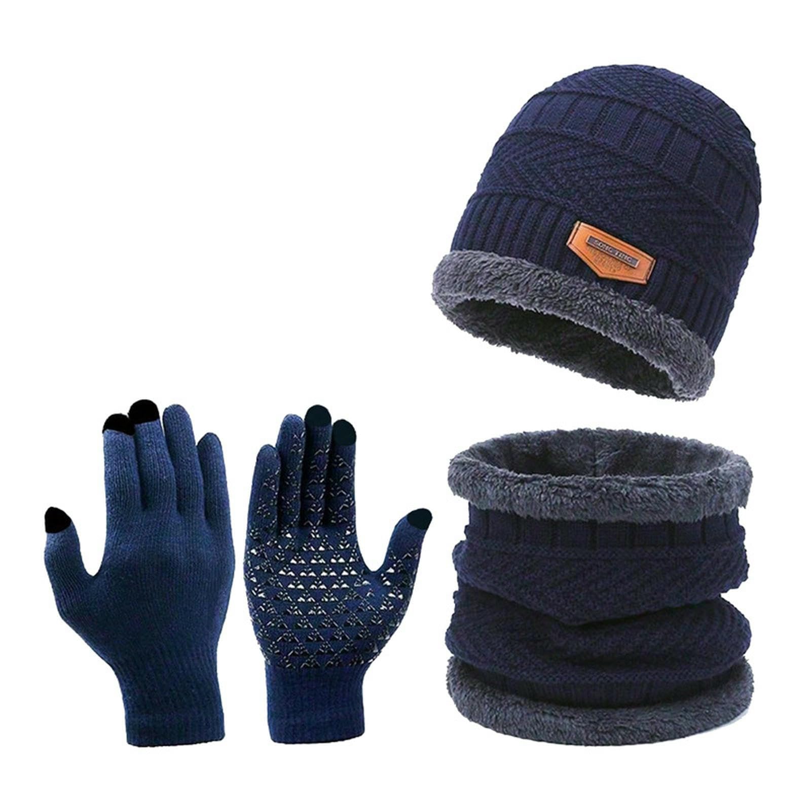 Gorro y bufanda de lana con conjunto de tres piezas de terciopelo