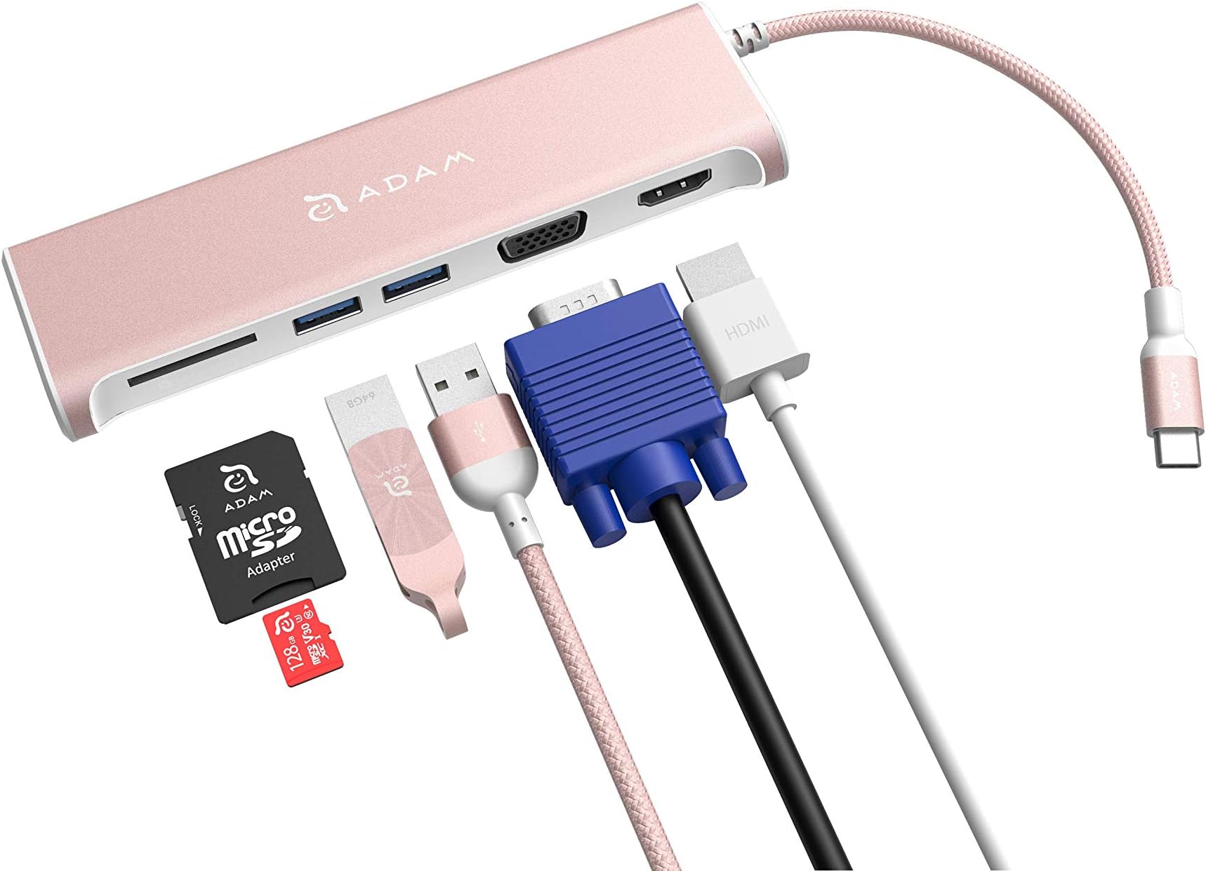 ADAM ELEMENTS5-in-1 USB C Hub - 4K USB C to HDMI - SD Card Reader - 2 USB 3.1 Ports - Portable, Durable Aluminum Case