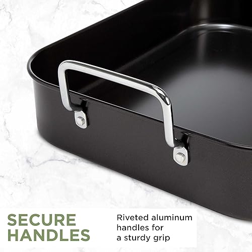 Miniatura 4 de Ecolution Asador antiadherente con estante, acero al carbono con antiadherente premium, apto para horno hasta 450 F, fabricado sin PFOA, apto para