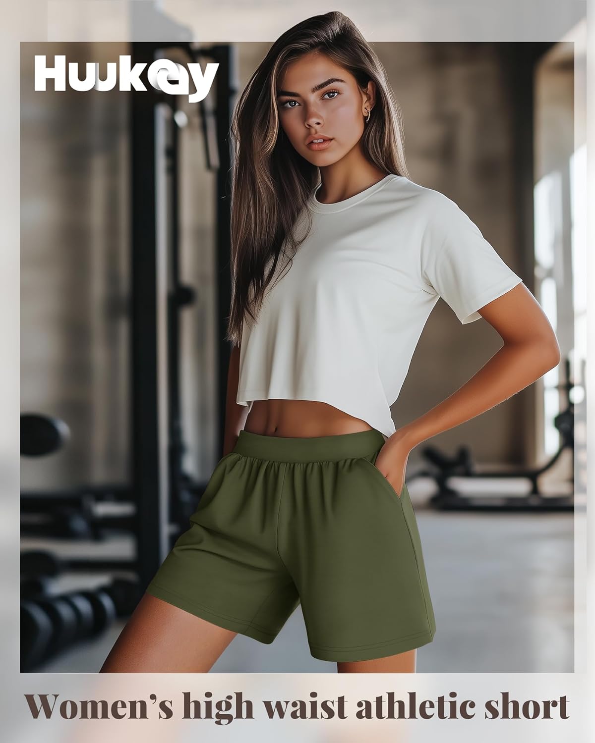 Huukeay 3 Pack Women's Sweat Shorts, Casual Summer Elastic High Waist Athletic Short Lounge Comfy Gym Sweatshorts with Pocket - Image 2