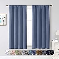 Vista 46 de Cortinas opacas para dormitorio, sala de estar, juego de 2 paneles de 54 pulgadas de largo, cortinas de oscurecimiento de habitación con aislamiento