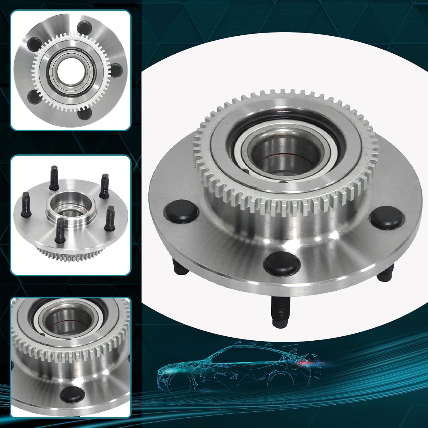 IRONTEK 515084x2 Front Wheel Bearing and Hub Assembly fit 2000-2001 for Dodge Ram 1500 2WD RWD ONLY w/ABS…