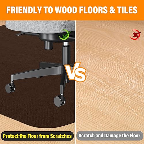 Miniatura 4 de Tapete para silla de oficina para suelo de madera dura, 55 x 35 pulgadas, protector de suelo antideslizante para oficina en casa, tapete debajo del