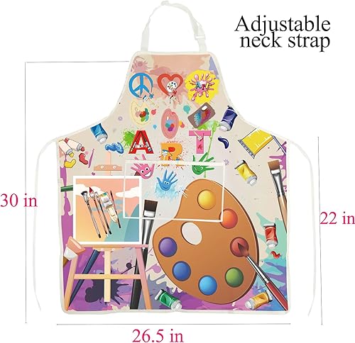 Miniatura 2 de FUSTMW Delantales de pintor de artistas, delantales con bolsillos, delantales de pintor, regalo para amantes del arte, regalos para profesores de