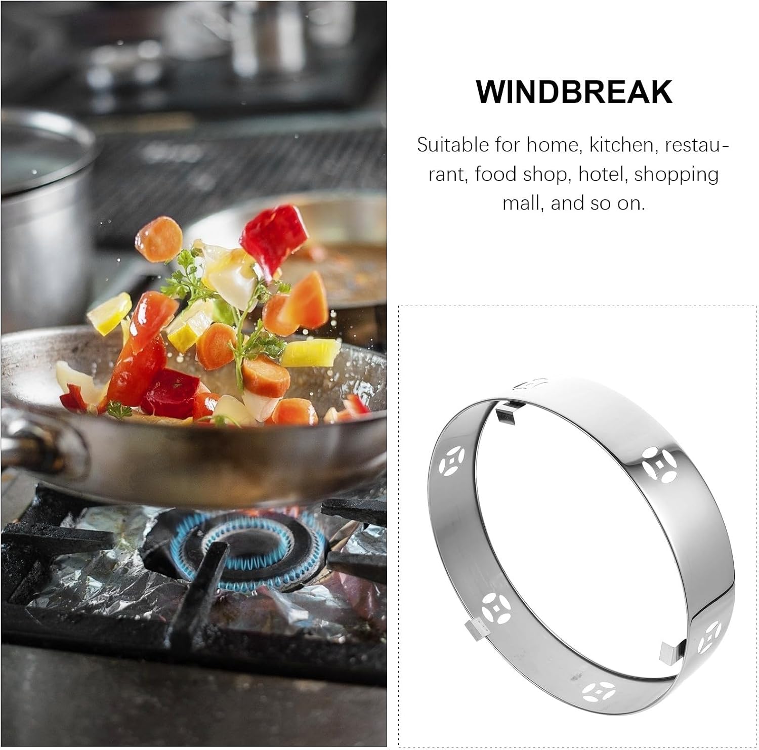 Stainless Steel Gas Stove Ring Cover for Home Kitchen Windproof