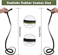 Vista 3 de FOUUAAOOU Serpiente de goma realista, paquete de 2 serpientes de goma falsas que mantienen alejados a los pájaros, juguete de serpiente realista