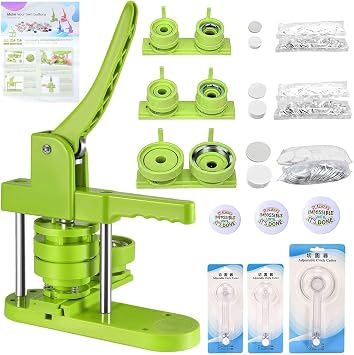 Badge Maker Button Machine Different Sizes 25+32+58 mm Pin Badges Set with 300 Plastic Button DIY Badge Press Machine with Molds & Round Paper Cutter