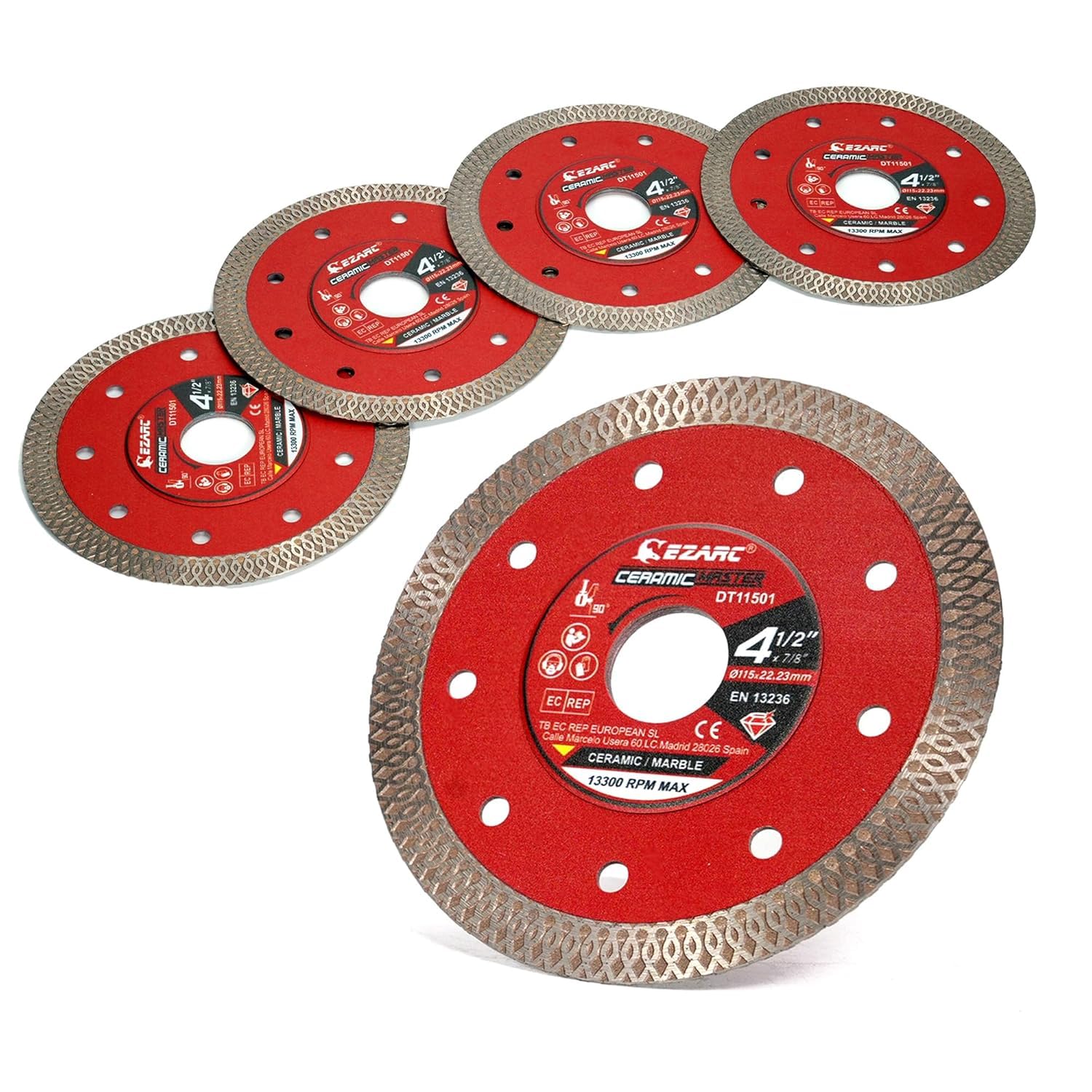 EZARC 115mm Diamond Cutting Disc, Super Thin Diamond Cutting Disc for Cutting Marble Granite, Porcelain, Ceramic, Brick(5-Pack)