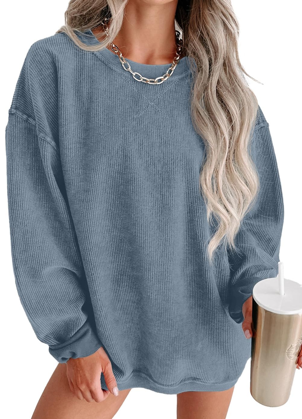 ONLYSTORY Womens Corduroy Pullover