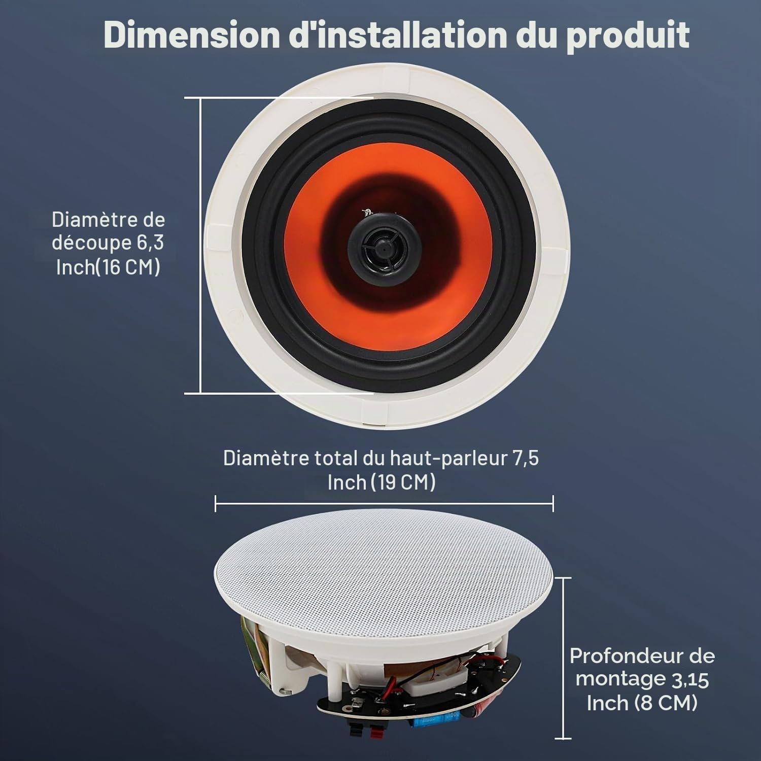 STUDIOFINIX Enceintes Bluetooth encastrées pour intérieur, cuisine, cinéma maison, chambre, bureau, terrasse couverte 16,5 cm 300 W (2 haut-parleurs)