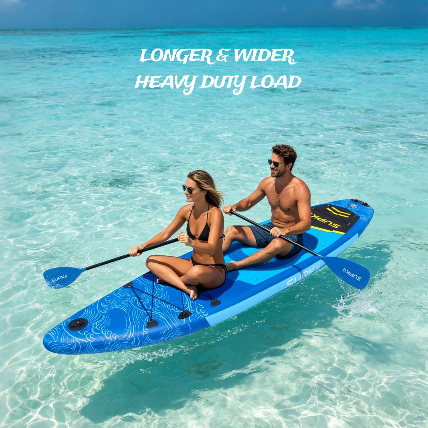Inflatable Paddle Board, 450lbs Extra Wide Stand Up Paddleboard with Premium SUP Accessories Kit & Backpack, for Adults & Youth of All Skill Levels