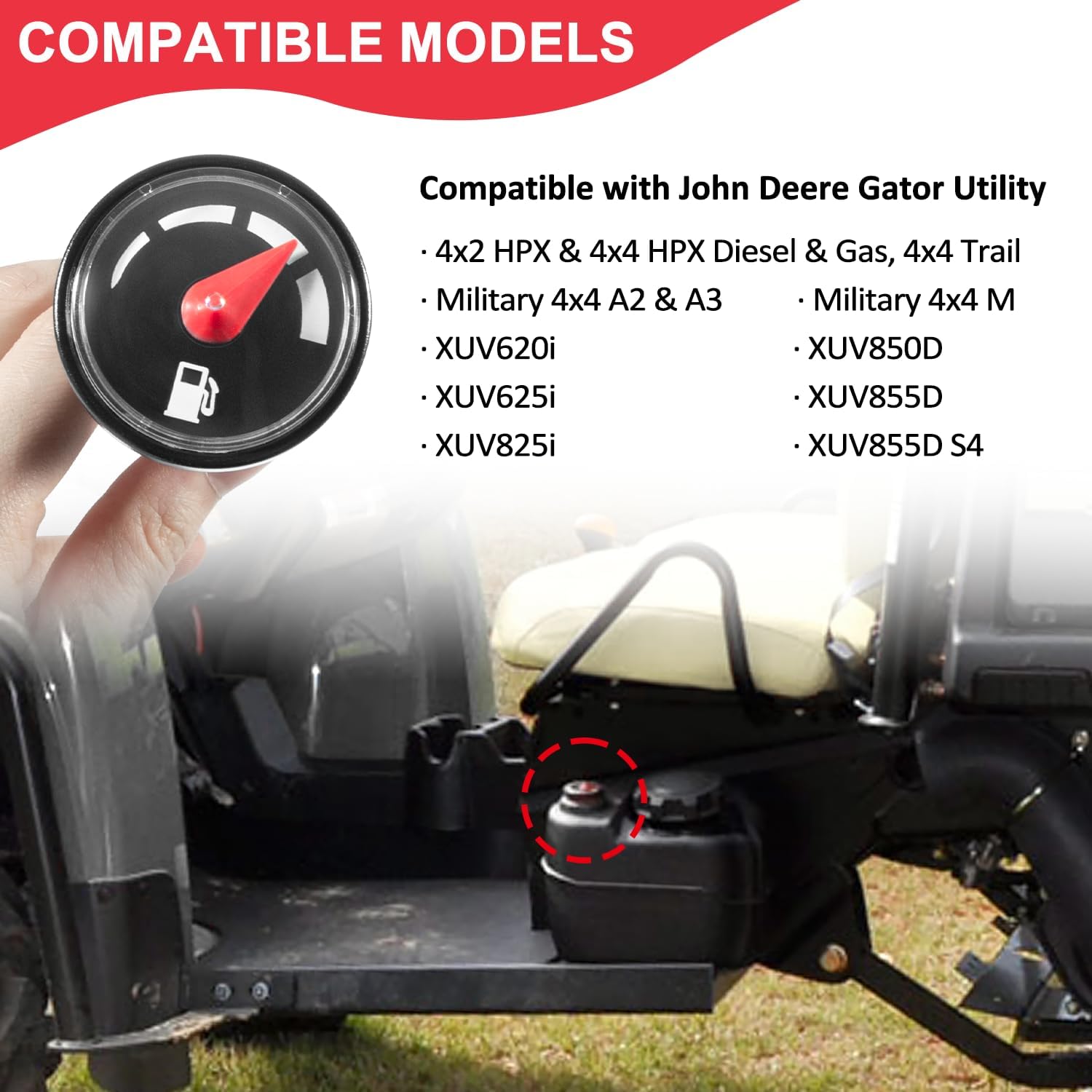 AM143171 Fuel Sender Gauge Gas Cap Compatible With John Deere Gator XUV 620I 625i 825i 850D 855D Diesel Gas, 4X2 HPX and 4X4 HPX Gator Utility Vehicles