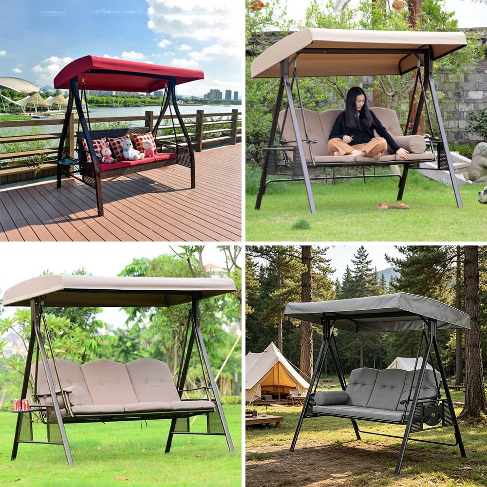 Toit De Balancelle De Jardin 164x114cm 191x120cm 195x125cm Housse De Toit pour Balancelle en Tissu Oxford Impermeable Couverture Auvent pour Jardin(Gray,83x48x9in(213x122x23cm))