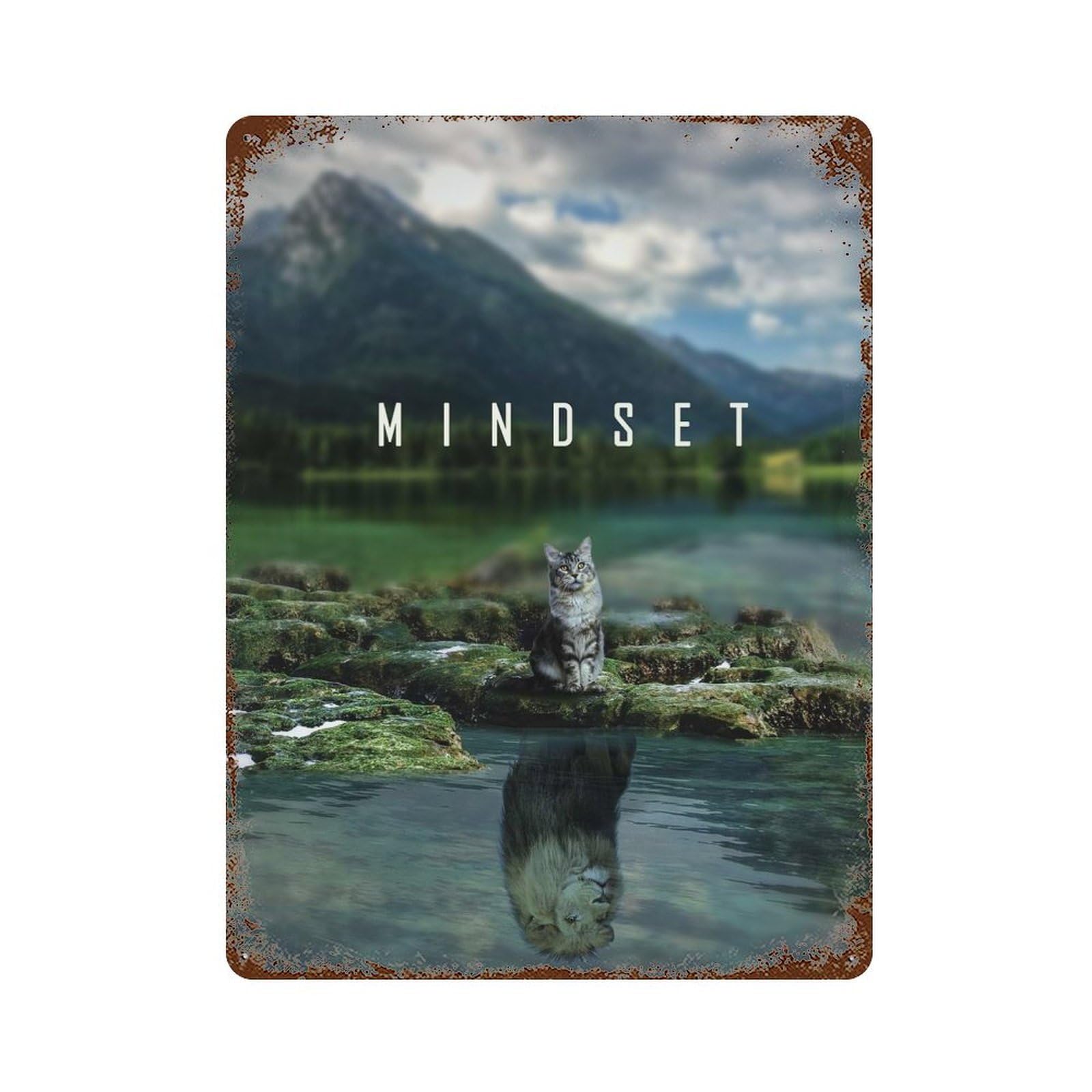 Mindset Is Everything Retro Metal Sign 15.7"x11.8", for Patio, Garden Room And Bar Decor, Vintage Wall Decor