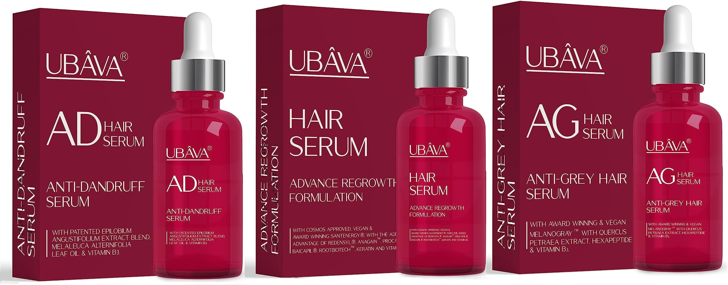 UBAVA Hair Serum + UBAVA AD Hair Serum + UBAVA AG Hair Serum (UBAVA Hair Care Combo Kit)