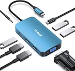 BENFEI USB C Station d'accueil, 8-in-1 USB C Hub avec double affichage triple HDMI, VGA, 3*USB 3.0, 100W Livraison d'électricité, 3.5mm AUX Audio Compatible avec MacBook Pro, XPS et plus encore