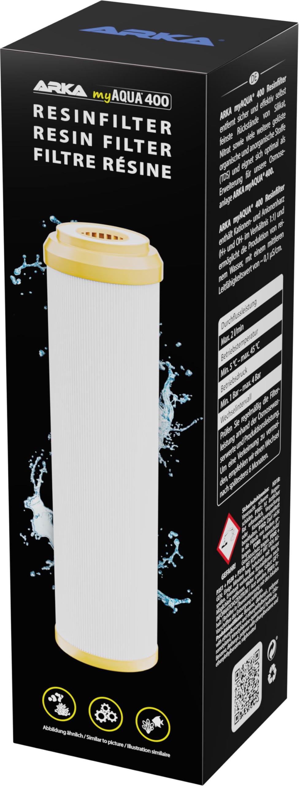 ARKA myAqua 400 Resin Filter - Safely & Effectively Removes Even Finest Residues of Silicate, Nitrate and Other Dissolved Organic and Inorganic Substances (TDS) from the Water