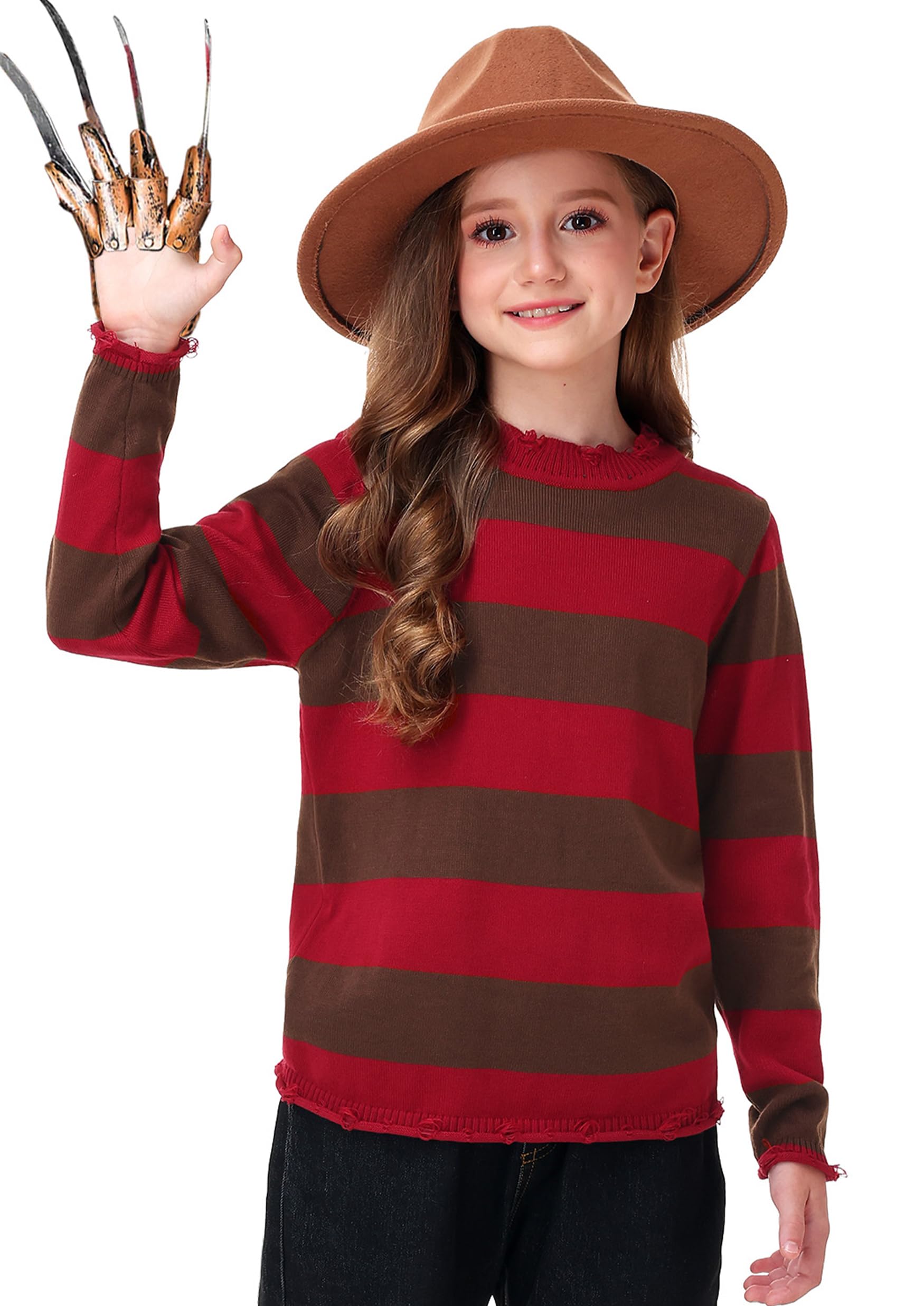 Karneval Kinder Pullover Rot Gestreifte Strickpullover Mädchen Jungen Sweatshirt 116-164
