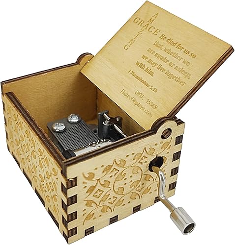 FixtureDisplays® Caja de música – Amazing Grace 3 3/8 x 2 X 1 5/8 pulgadas, himno cristiano, regalo para madre, padre, hija, hijo, hermano,