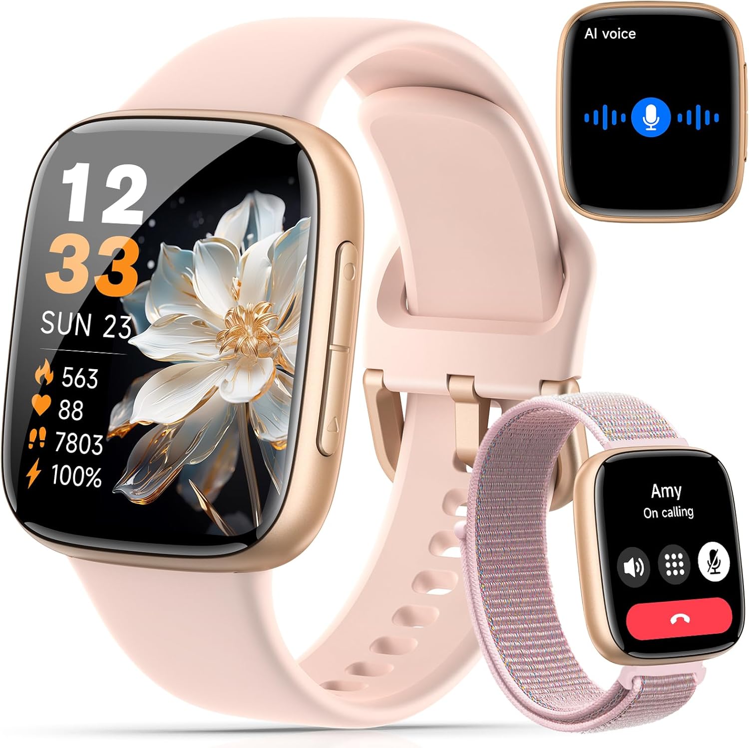 Smart Watches for Women for iPhone & Android Phones, 1.85″ AMOLED Smart Watch with Heart Rate/ SpO2/ Sleep Monitor, 3ATM Waterproof, Calls & Messages, 120+ Sports Modes Fitness Watch, Dynamic Dials