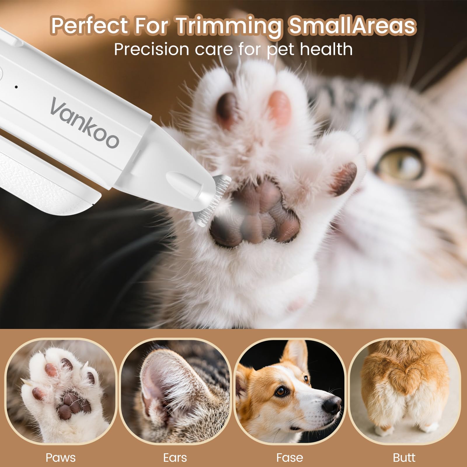 2 in 1 Dog & Cat Nail Clippers & Trimmers with LED Lights, Splash Guard - Pet Hair Trimmer for Around Paws, Ear, Eye,Face, Rump Rechargeable & IPX7 Waterproof Grooming Supplies for Dog, Cat - image 5