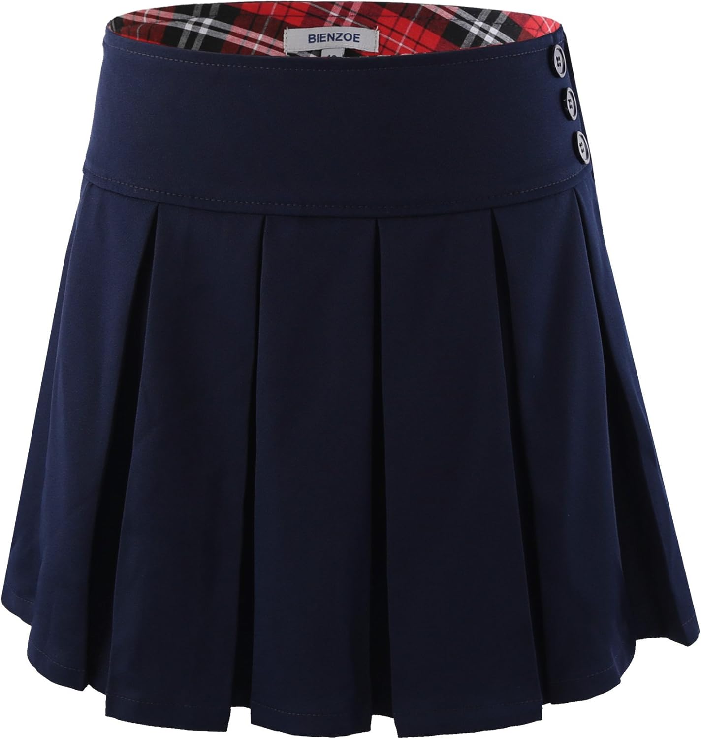Bienzoe Girls School Uniform Skirt: Kids Adjustable Waist Stretchy Pleated Skort