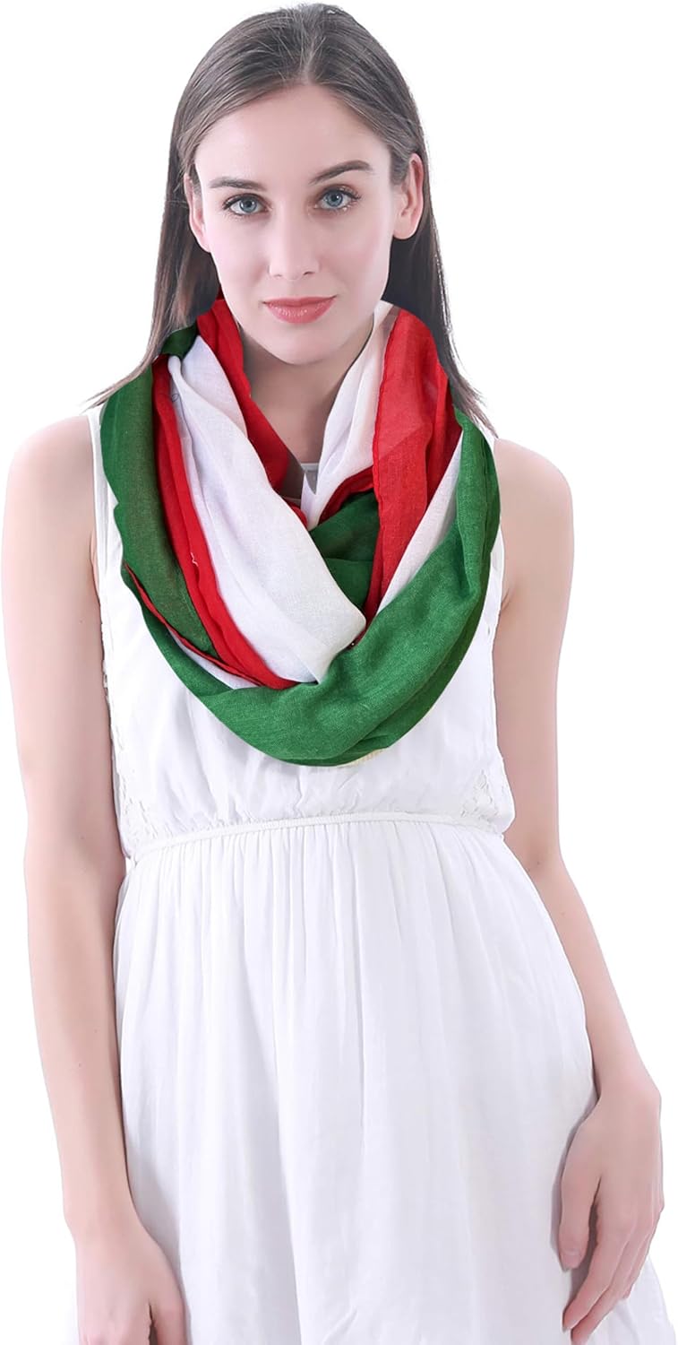 Lina & Lily Flag Print Women's Infinity Scarf Lightweight - Image 2