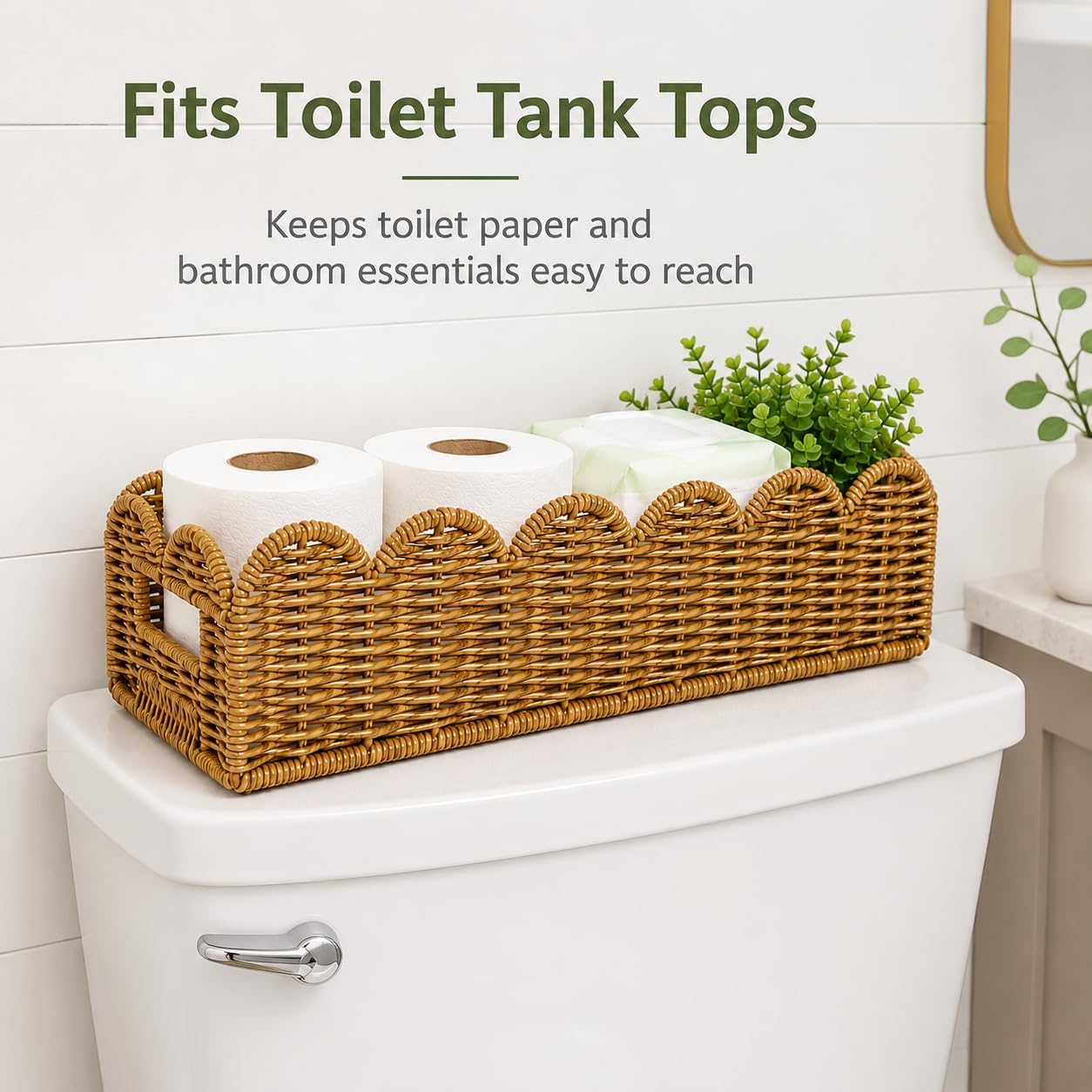 Scalloped Toilet Paper Basket for Toilet Tank, Water-Resistant,2PK image 2