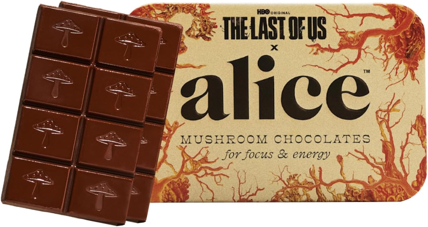 Alice Mushrooms x HBO’s The Last of Us Brainstorm | Mushroom Chocolates | Energy Bites for Focus, Clarity & Cognitive Function | Lions Mane, Cordyceps Mushrooms, Natural Caffeine | Nootroopic