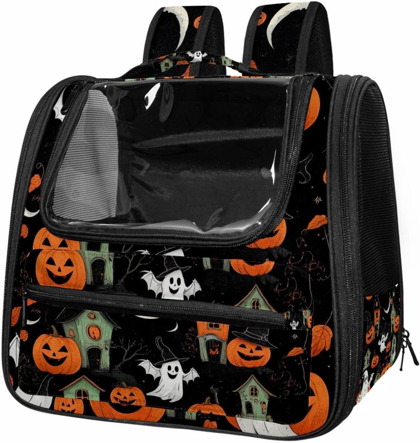 Portable Travel pet Backpack Carrier Hamster Bag Small Dog cat Carrier Breathable Hang Bag, Cute Vector Set with Halloween Illustrations 2_169