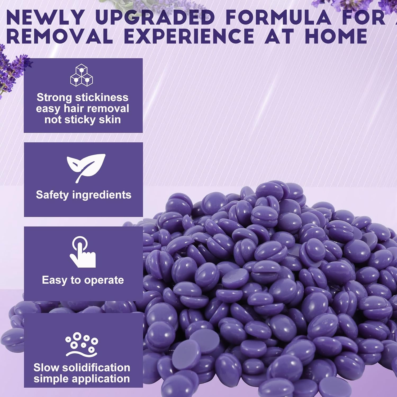 2.5lb Hard Wax Beads, Scented Stripless Wax Bead for Sensitive Skin, Professional Brazilian Waxing Bead, Bikini, Body, Face, Legs, Back, Chest, Coarse Hair Removal, At-Home Salon, 20 Wooden Sticks