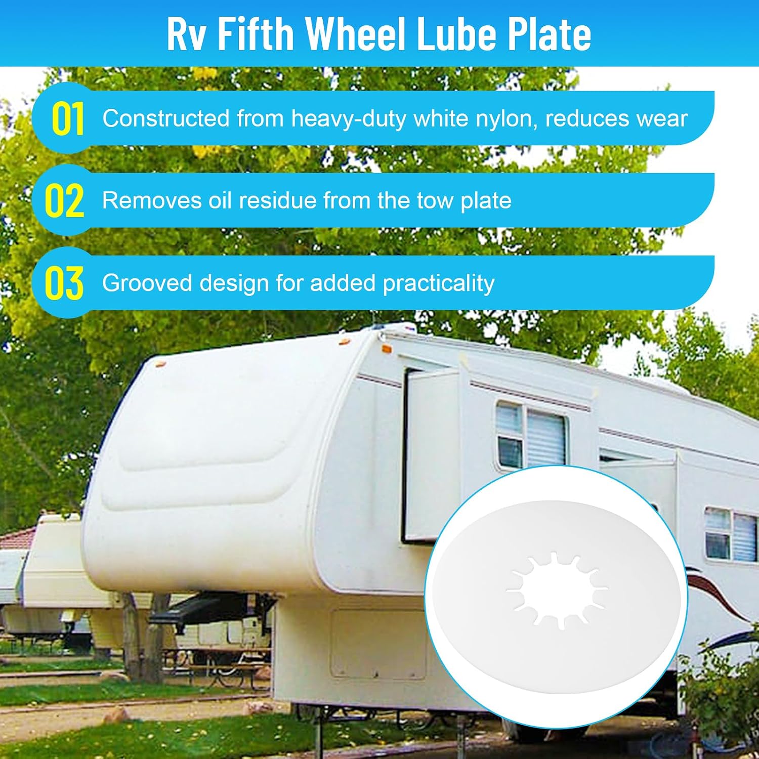 5th Wheel Lube Plate 10 Inch RV Wheel Plate Parts Fits Standard 2-7/8" Pin