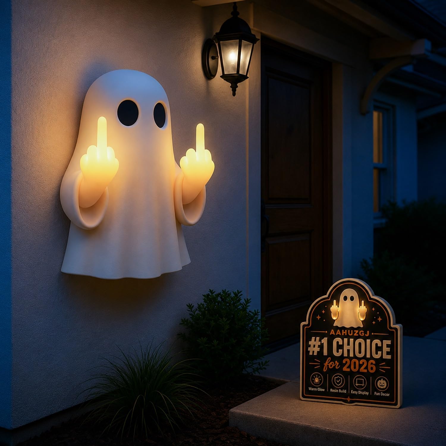 Halloween Ghost Middle Finger Glow Night Light Cheeky Ghost Flipping Middle