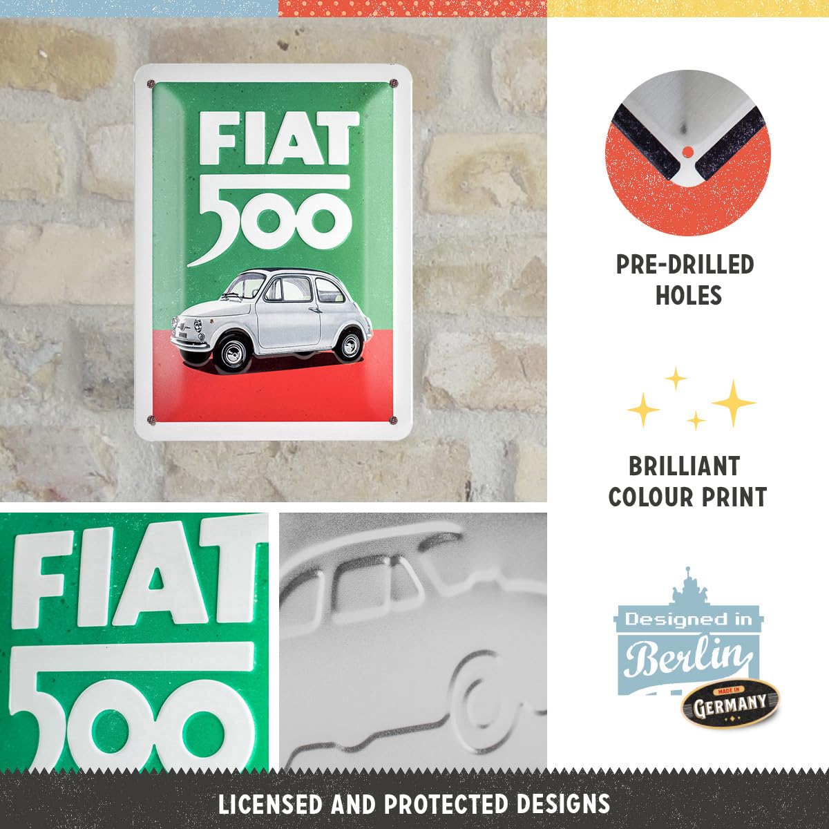 Nostalgic-Art Retro koffiemok, Fiat – Since 1899 Logo – Geschenkidee voor autoliefhebbers, gemaakt van keramiek, vintage design met spreuk, 330 ml