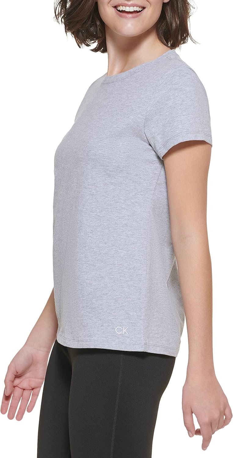 Calvin Klein Womens Solid Crewneck Short Sleeve T-Shirt - Image 4
