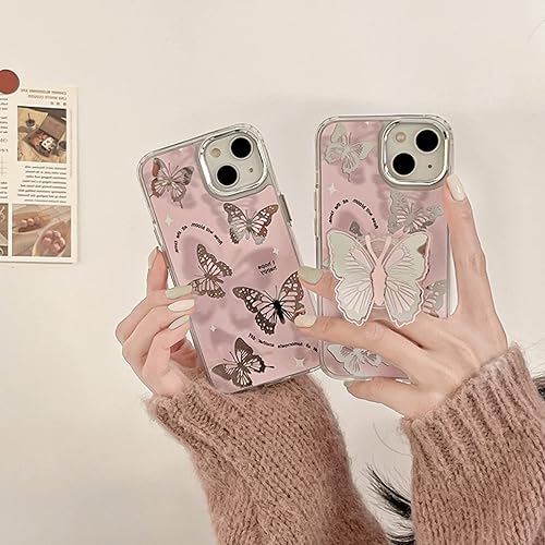 Miniatura 6 de Funda de teléfono de mariposa para iPhone 11, bonita funda de teléfono de mariposa 3D con espejo plateado de Corea con soporte de mariposa para