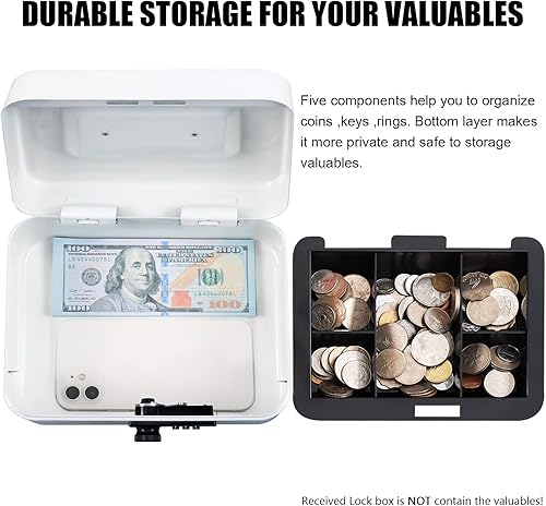 Miniatura 91 de KYODOLED - Caja de dinero grande con cerradura de combinación, caja de metal segura para dinero, caja de almacenamiento con bandeja de dinero, 9.84