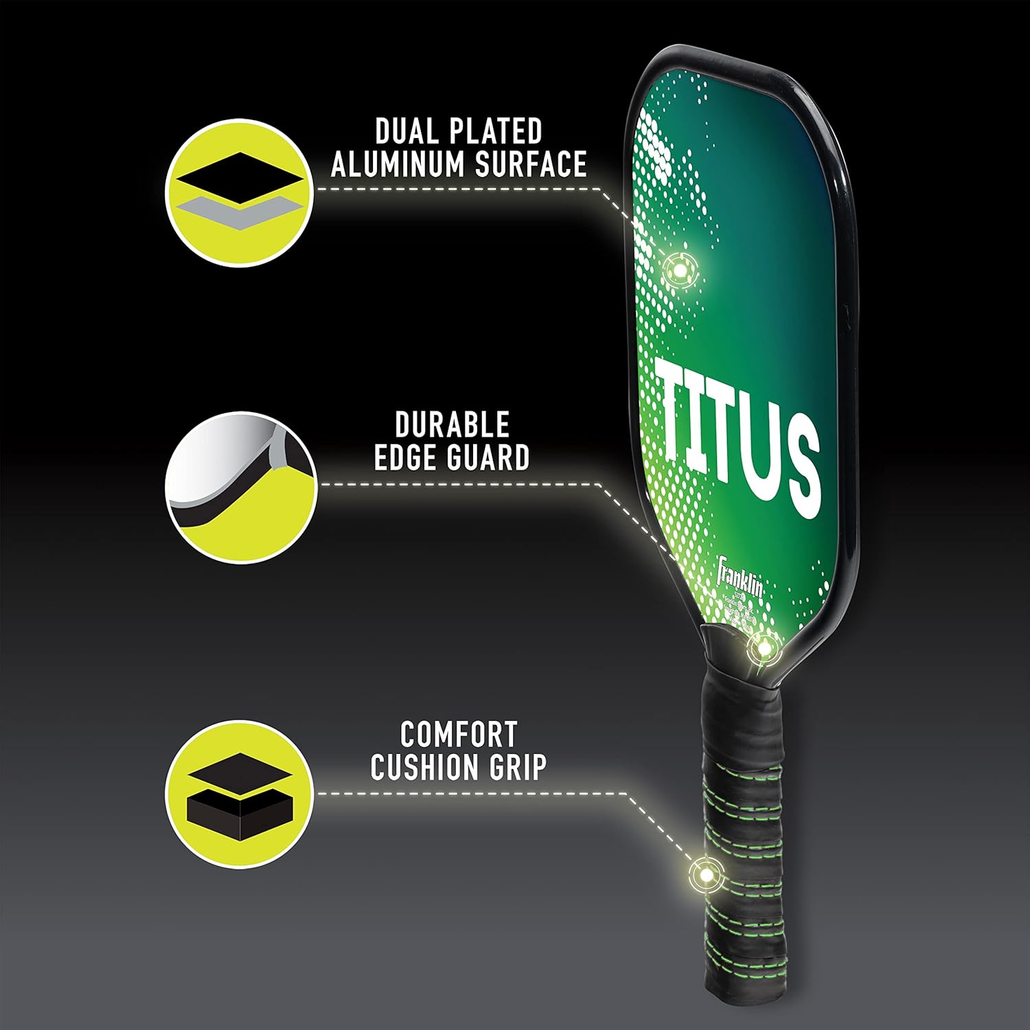 Franklin Sports Pickleball Paddle - Titus + Jet Aluminum Plated Paddles - USA Pickleball (USAPA) Approved Paddle