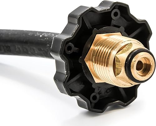 Miniatura 4 de Llave en T de latón para gas propano Camco, Grifo de propano con manguera de 12,7 cm