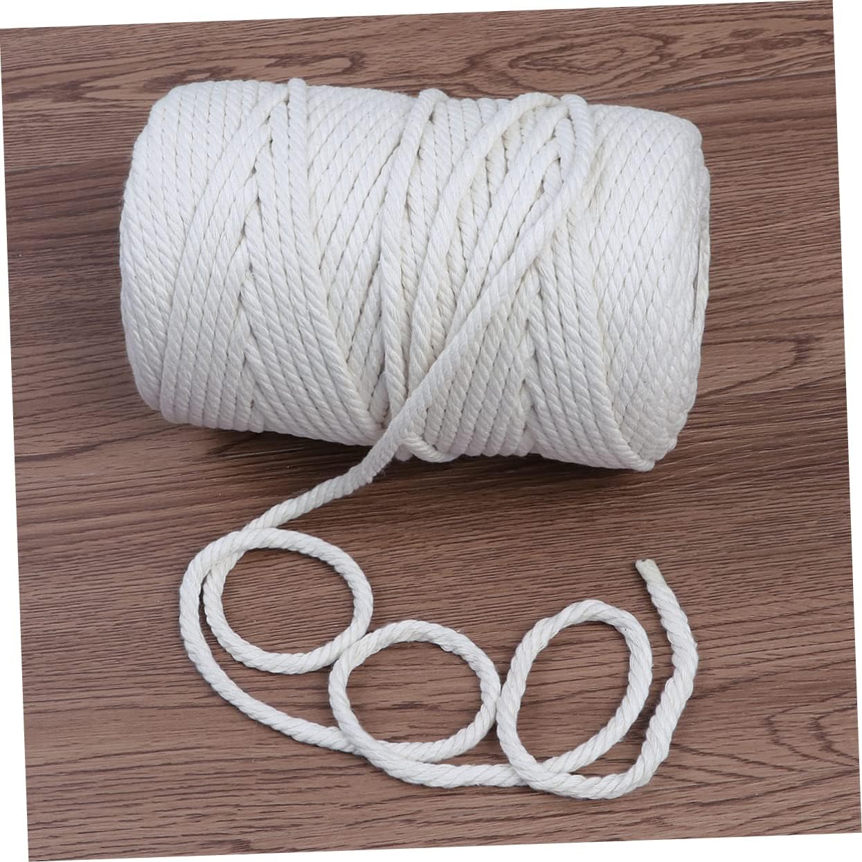 VILLFUL Natural Cotton Twisted Rope 100m Craft Rope Cord for Wall Hanging Decorative Macrame String 6mm Easy DIY