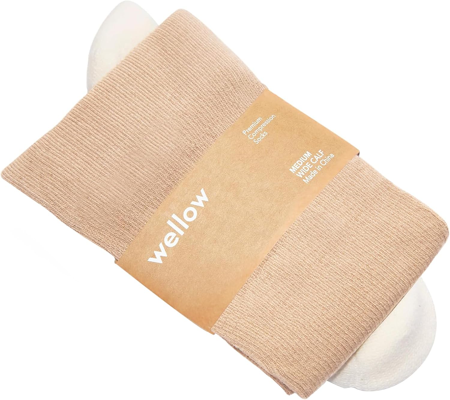 Wellow Wide Calf Compression Socks, Knee High Support, Fit for Men & Women, 18-25 mmHg, Made with Viscose from Bamboo