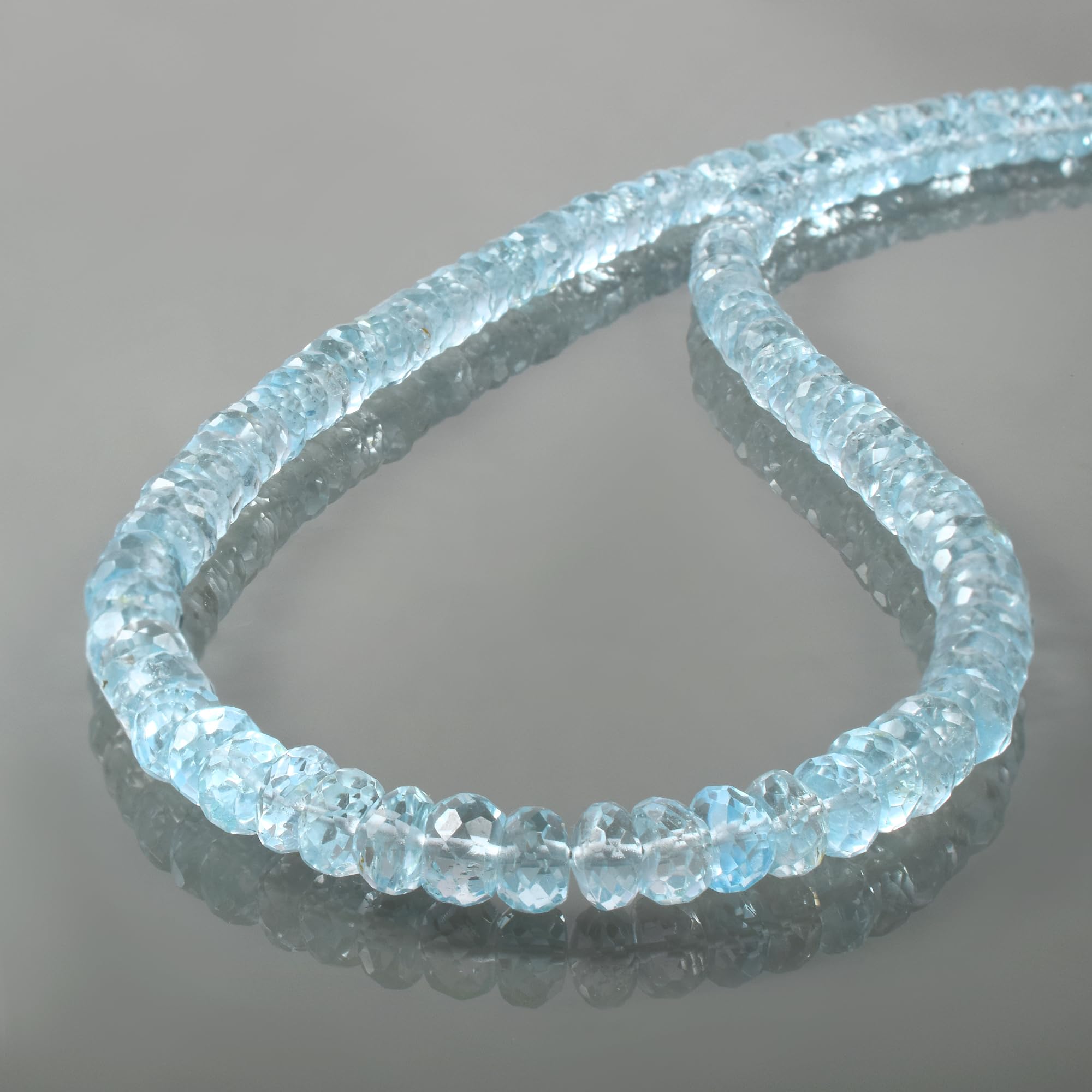 Collar de cuentas de topacio azul cielo natural de 4 a 5 mm, plata de ley 925 facetada hecha a mano, joyería de piedras preciosas de cristal, regalo para mujeres, Gema Plata esterlina,